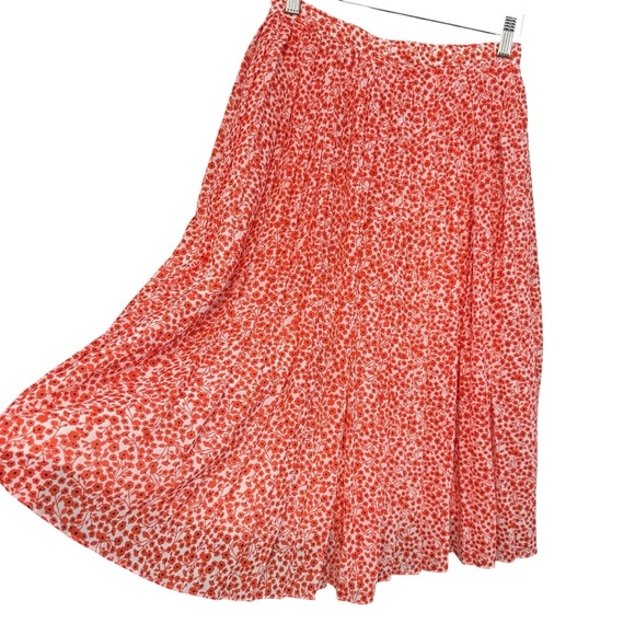 J.Crew Red Floral Pleated A-Line Midi Skirt Women’s Size 00 - Picture 3 of 8